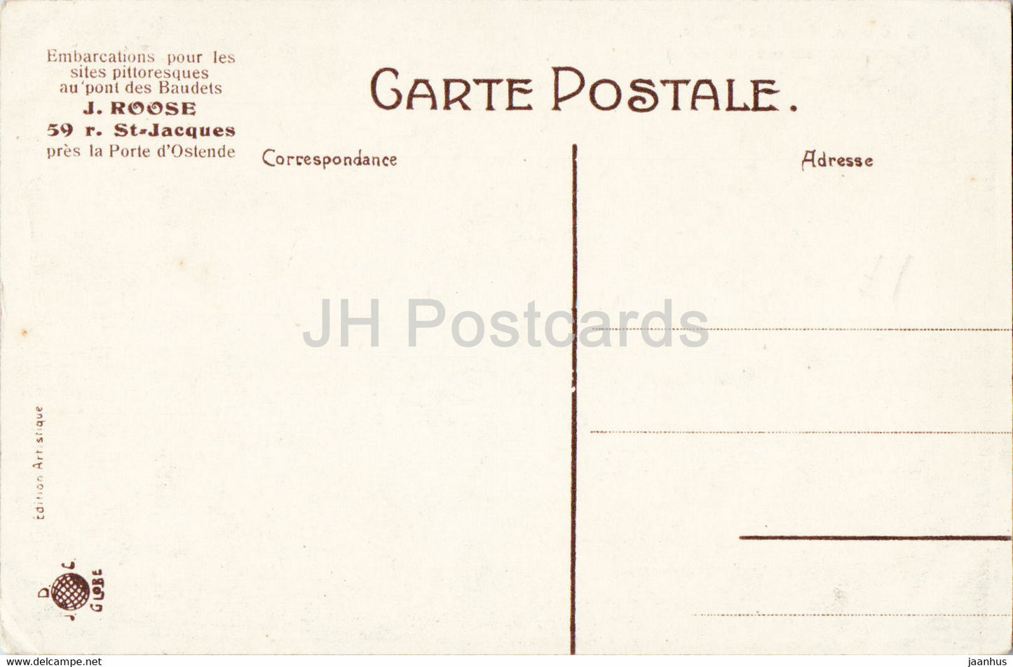 Brugge - Bruges - Pont des Baudets - Embracadere pour excursionnistes - boat - 5 - old postcard - Belgium - unused