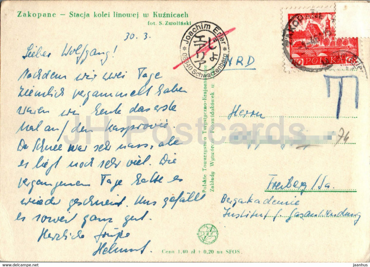 Zakopane - Stacja kolei linowej u Kuznicach - old postcard - Poland - used