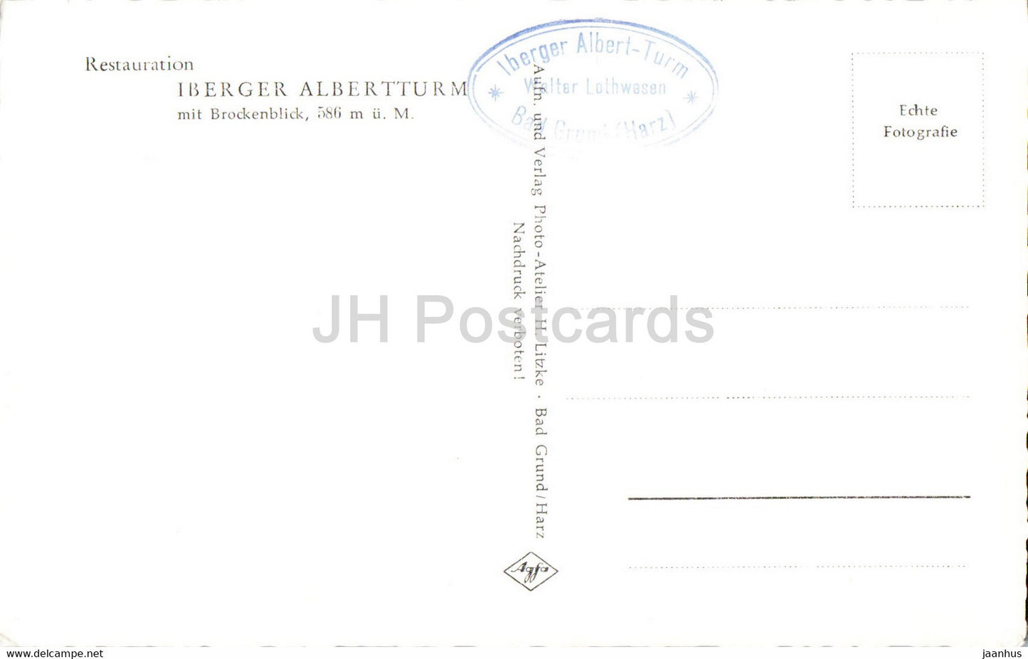 Bad Grund - Oberharz - Albertturm - Kurbad - carte postale ancienne - Allemagne - inutilisée