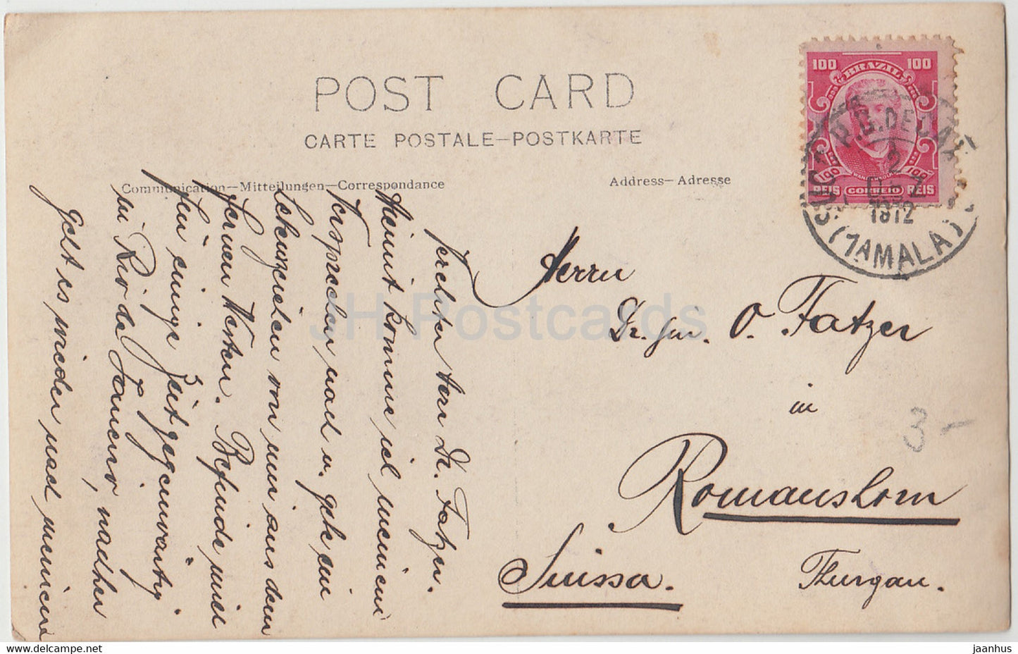 Rio de Janeiro - Vue - carte postale ancienne - 1912 - Brésil - utilisé