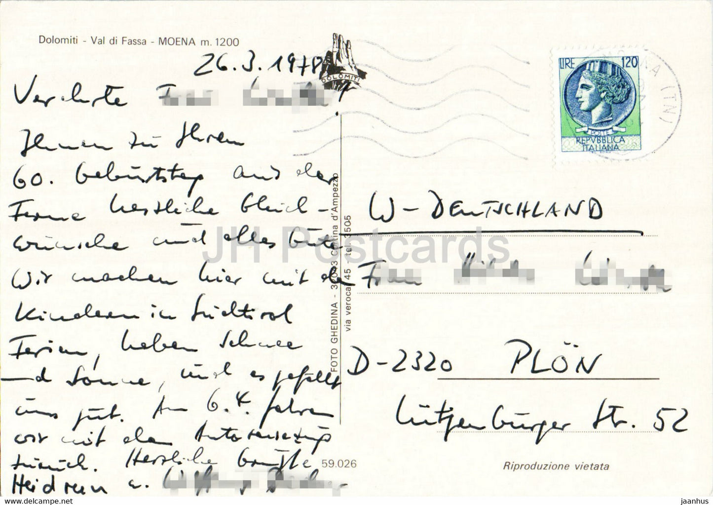 Val di Fassa - Moena 1200 m - Dolomiti - 1978 - Italy - used