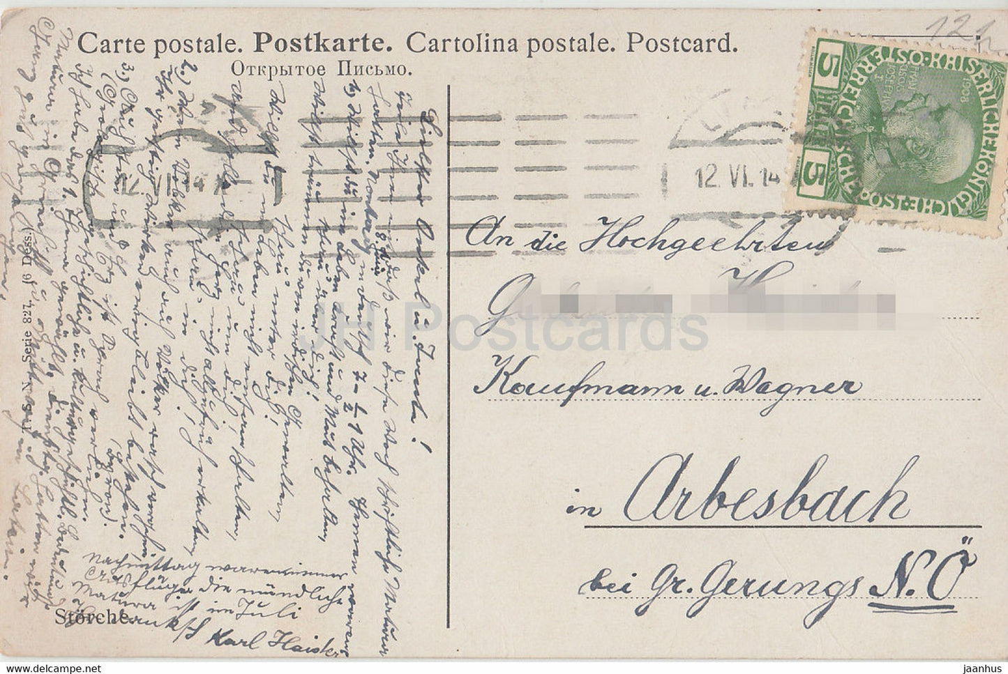 Storche - Storch - Vogel - Illustration - alte Postkarte - 1914 - Deutschland - gebraucht