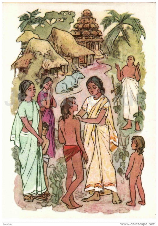 in the village - Mowgli by Rudyard Kipling - 1975 - Russia USSR - unused - JH Postcards