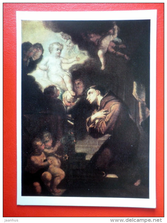 painting by Pietro della Vecchia . Vision of the Saint - flemish art - unused - JH Postcards