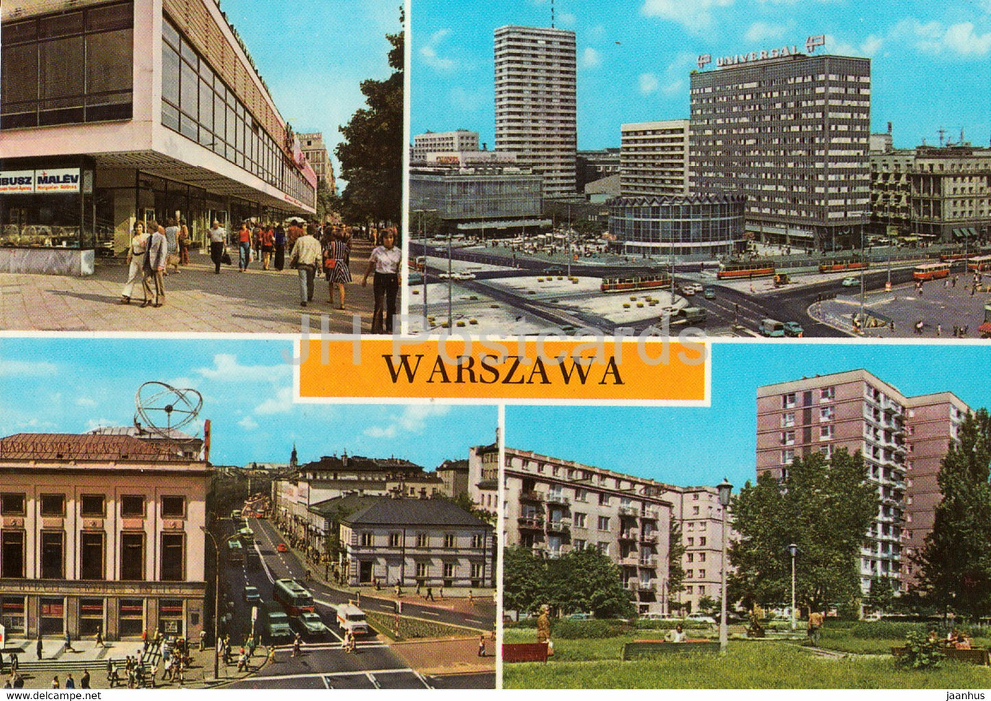 Warszawa - Warsaw - Marszalkowska street - Nowy Swiat street - tram - multiview - Poland - unused - JH Postcards