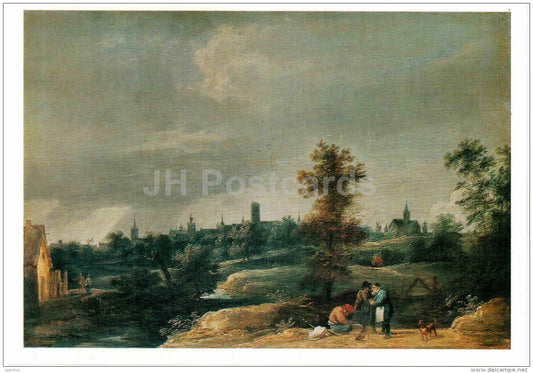 painting by David Teniers the Younger - View of the Environs of Brussels , 1650s - Flemish art - unused - JH Postcards