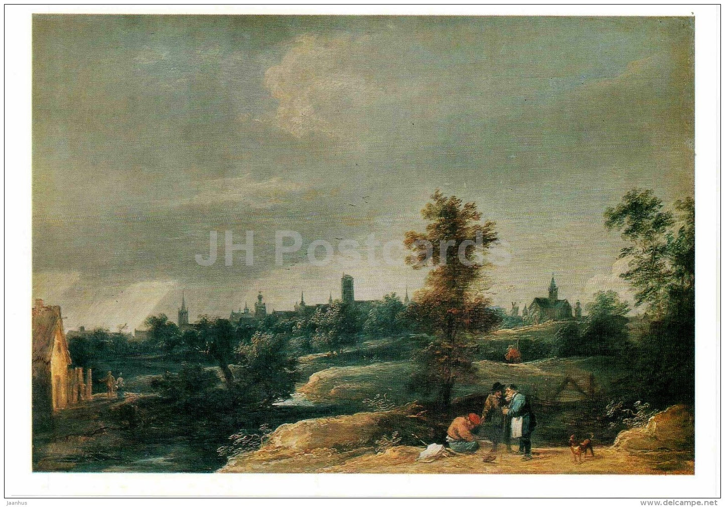 painting by David Teniers the Younger - View of the Environs of Brussels , 1650s - Flemish art - unused - JH Postcards