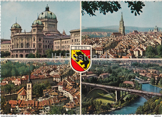 Bern - cathedral - church - bridge - multiview - Switzerland - 1962 - used - JH Postcards