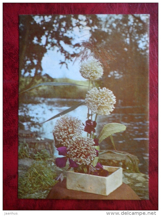 floral composition Memory - hosta - flowers - plants - 1983 - Estonia - USSR - unused - JH Postcards