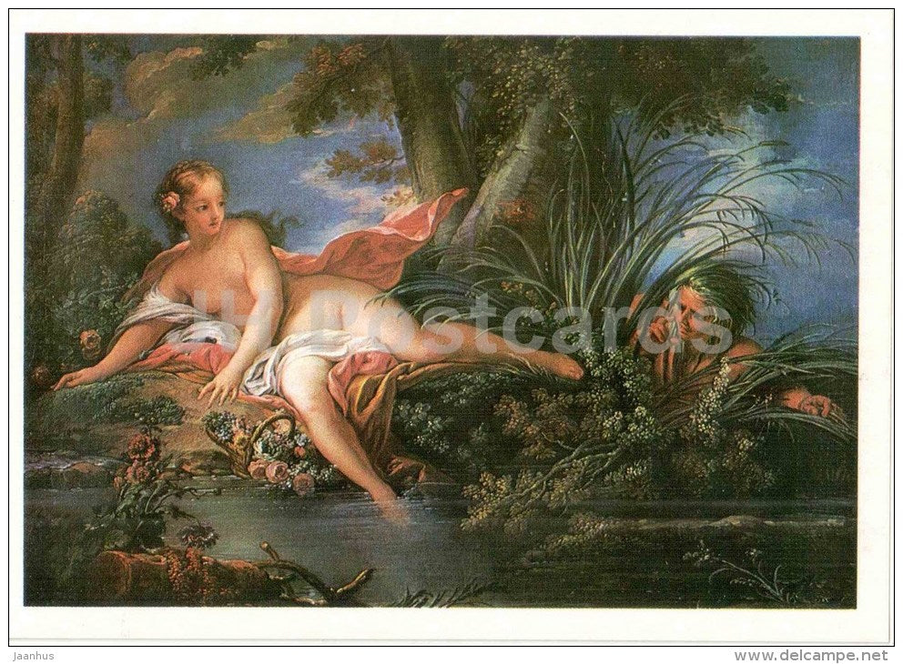 Boucher saloon - painting by F. Boucher Scared bather - Arkhangelskoye Palace - 1977 - Russia USSR - unused - JH Postcards