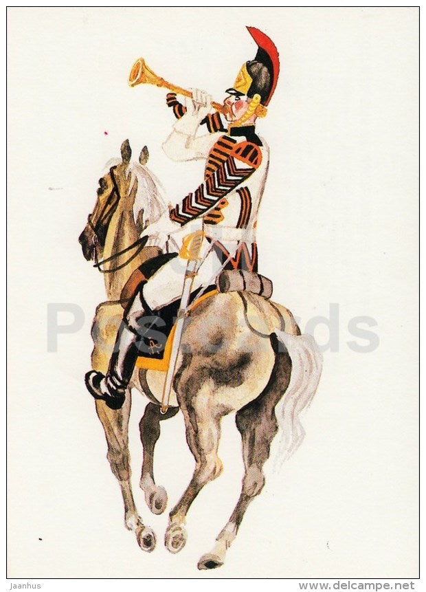 11 - soldier - horse - illustration by V. Pertsov - In Terrible Times. 1812 nove by Bragin - Russia USSR - 1989 - unused - JH Postcards