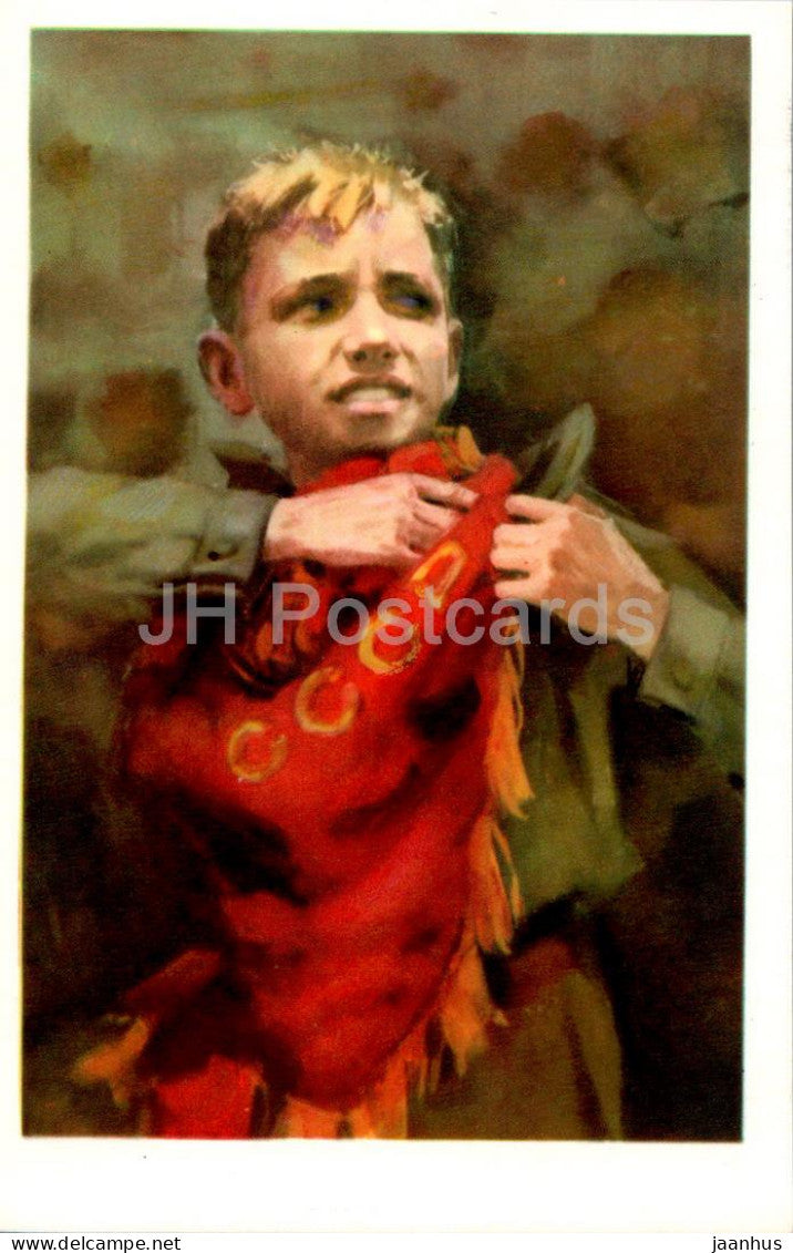 Pioneers Heroes - Kostya Kravchuk - boy - illustration by I. Suschenko - 1971 - Russia USSR - unused - JH Postcards