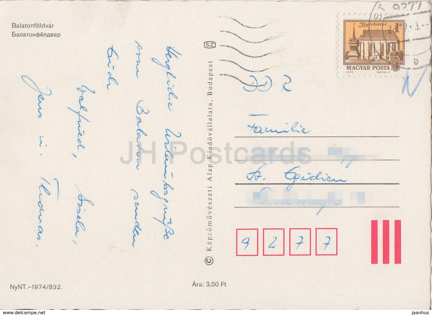 Balaton - Balatonfoldvar - hotel - sailing boat - car  - tower - multiview - 1970s - Hungary - used