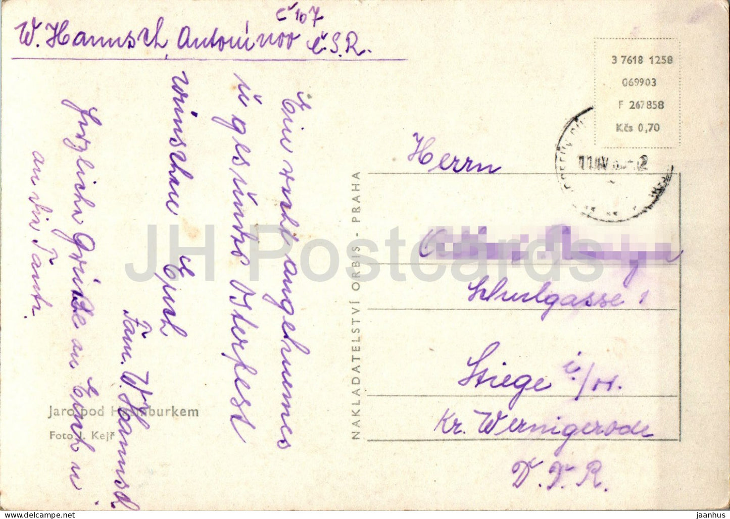 Jaro pod Hazmburkem - Hazmburk - animaux - moutons - salutations de Pâques - République tchèque - Tchécoslovaquie - utilisé