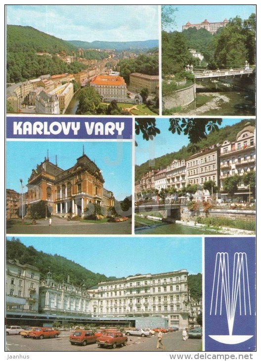 Karlovy Vary - Karlsbad - state spa - architecture - town views - cars - Czechoslovakia - Czech - used 1991 - JH Postcards