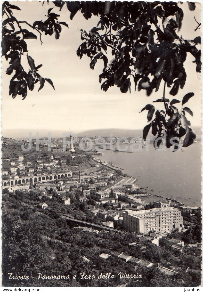 Trieste - Panorama e Foro della Vittoria - Panorama and the Lighthouse of the Victory - 4091 - Italy - 1956 - used - JH Postcards