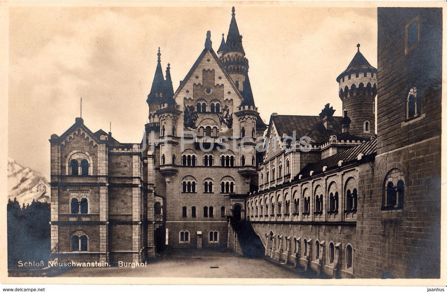 Schloss Neuschwanstein - Burghof - castle - old postcard - 1925 - Germany - used - JH Postcards