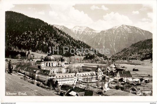 Kloster Ettal - monastery - old postcard - 1952 - Germany - used - JH Postcards