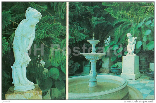 Winter Garden . Girl sculpture - Alupka Palace Museum - Crimea - 1989 - Ukraine USSR - unused - JH Postcards