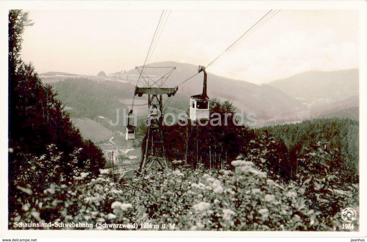 Schauinsland Schwebebahn - Schwarzwald 1286 m - cable car - old postcard - Germany - unused - JH Postcards