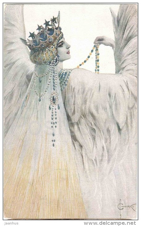 illustration by S. Solomko - Princess Mary the White Swan - Le Cygne Blanc - 1633 - circulated in Estonia Tallinn 1929 - JH Postcards