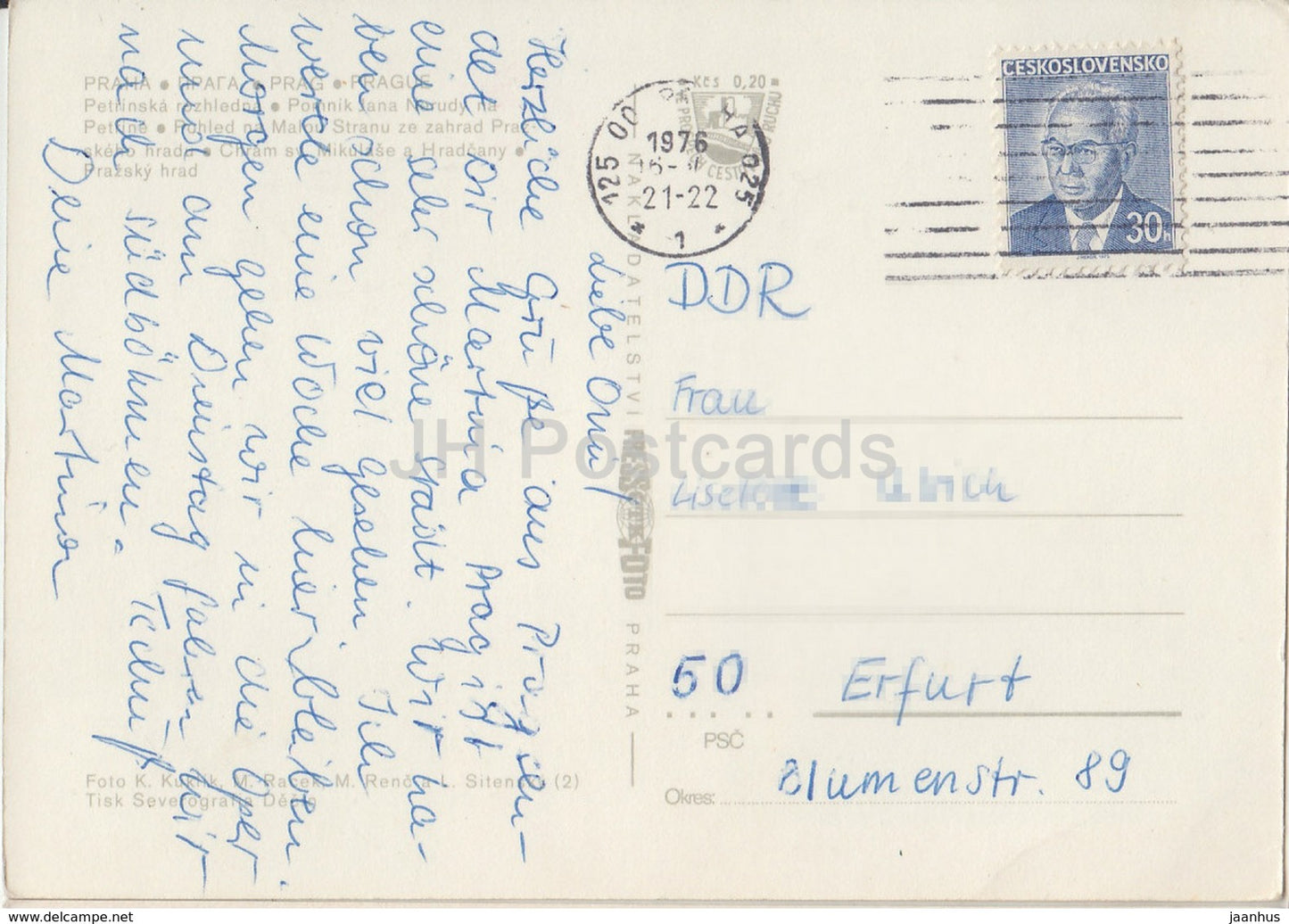 Praha - Prague - Salutations - Château de Hradcany - Tour Petrin - multiview Tchécoslovaquie - République tchèque - 1976 - utilisé