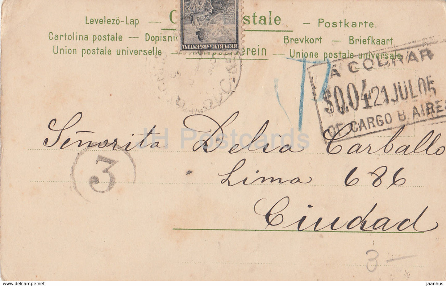 woman - illustration - Serie Juno 794 - old postcard - 1905 - used