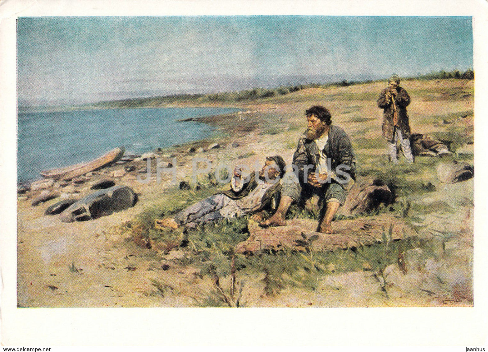 painting by V. Makovsky - On the Volga river - 1 - Russian art - 1963 - Russia USSR - unused - JH Postcards