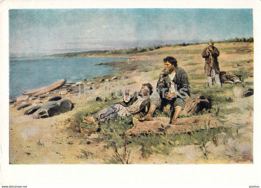 painting by V. Makovsky - On the Volga river - 1 - Russian art - 1963 - Russia USSR - unused - JH Postcards