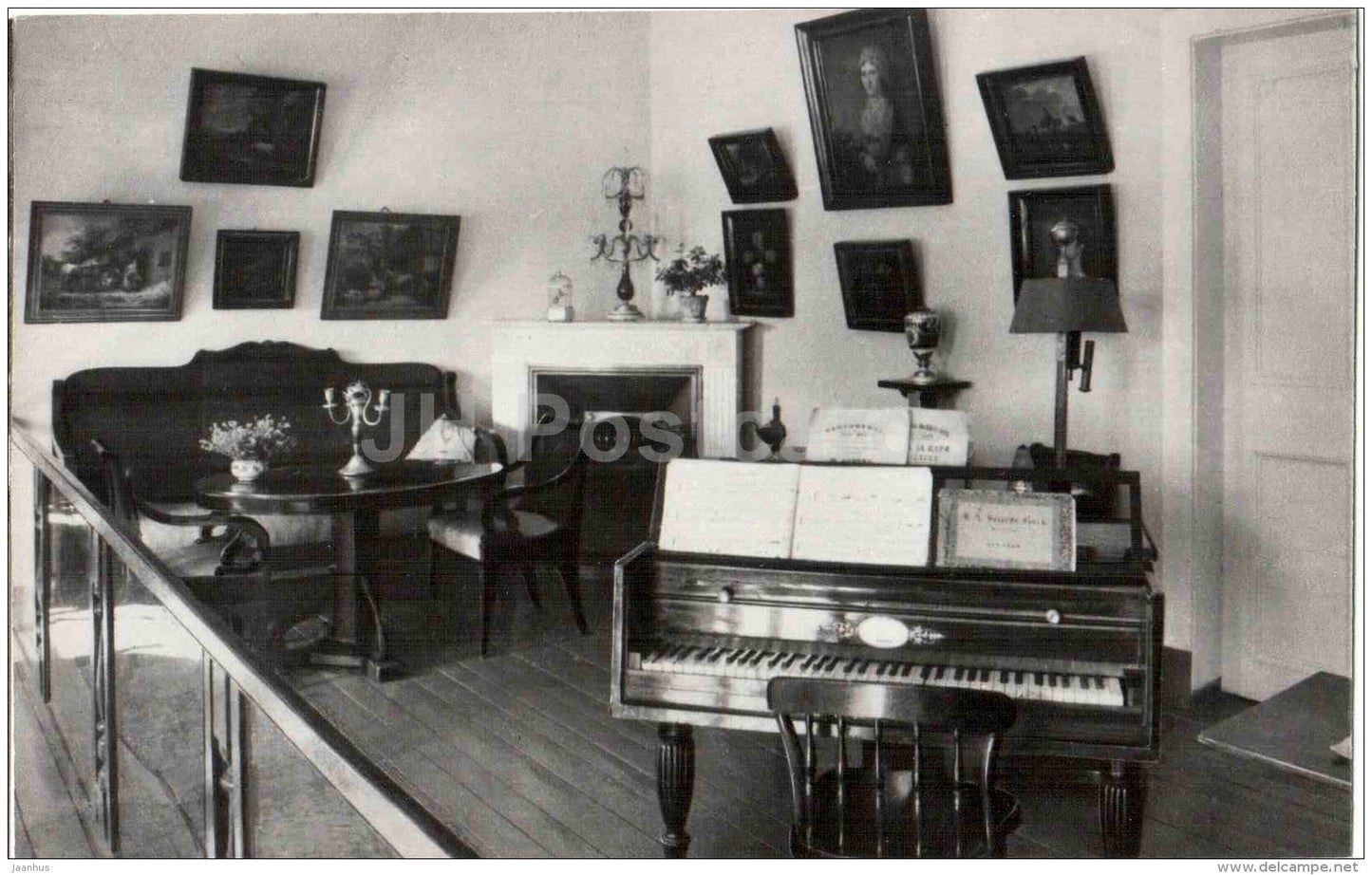 corner in the living room - piano - Trigorskoye - 1987 - Russia USSR - unused - JH Postcards