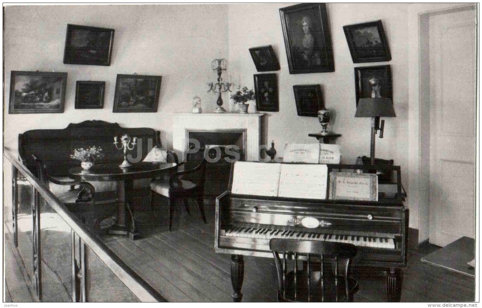 corner in the living room - piano - Trigorskoye - 1987 - Russia USSR - unused - JH Postcards