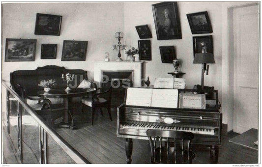 corner in the living room - piano - Trigorskoye - 1987 - Russia USSR - unused - JH Postcards