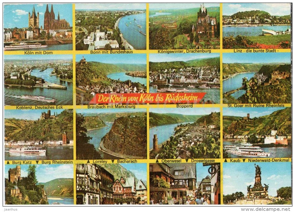 Der Rhein von Rüdesheim bis Köln -  RH 603 - Germany - gelaufen - JH Postcards