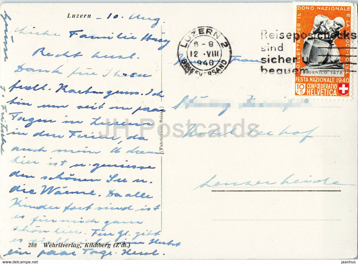 Luzern - Lucerne - 288 - 1940 - carte postale ancienne - Suisse - utilisé