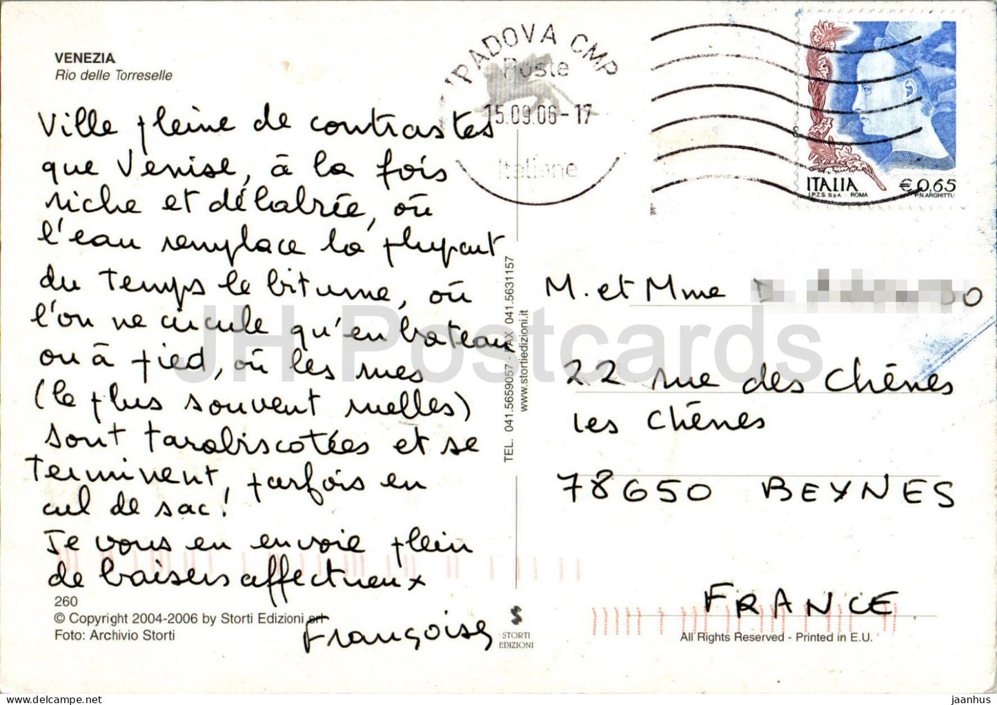 Venezia - Venice - Rio delle Torreselle - gondola - boat - 260 - 2006 - Italy - used