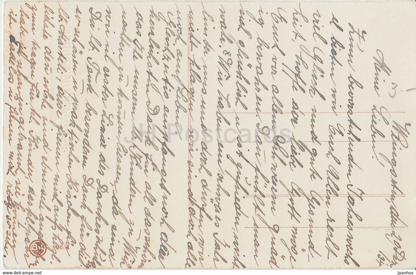 New Year Greeting Card - Herzliche Gluckwunsche zum Neuen Jahre - winter road - BR 9654 - old postcard - Germany - used