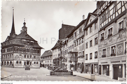 Stein a Rhein mit Rathaus - old car - 11014 - Switzerland - 1939 - used - JH Postcards