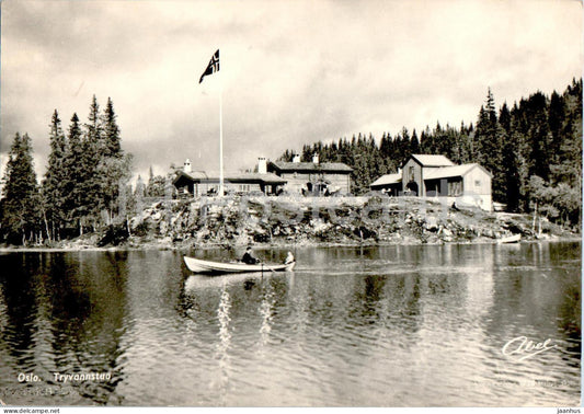 Oslo - Tryvannstua - boat - old postcard - 1956 - Norway - used