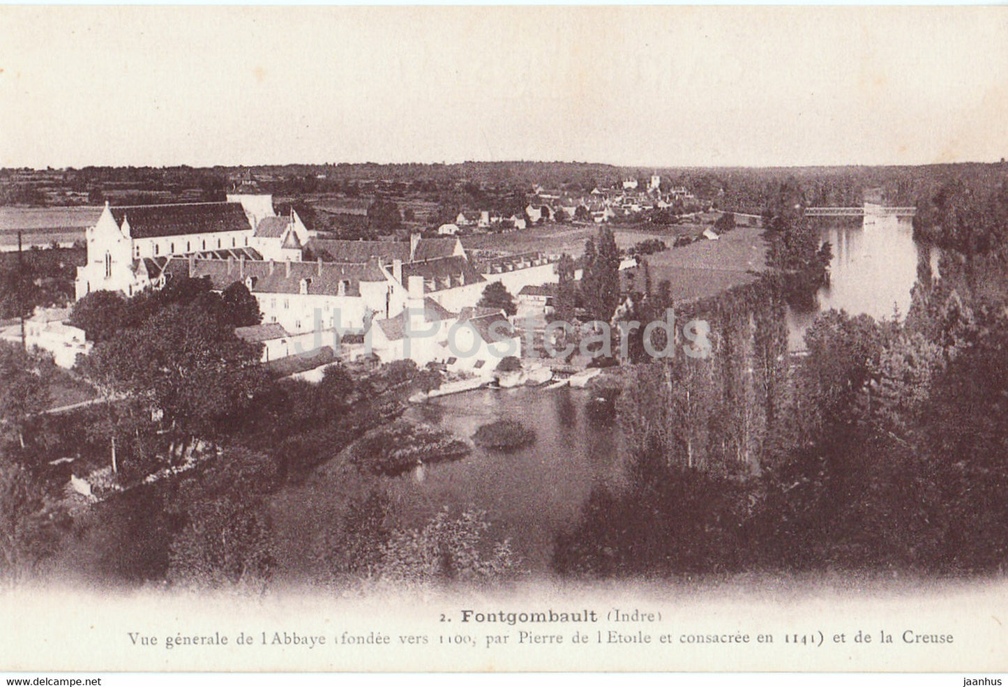 Fontgombault - Vue Generale de Abbaye - 2 - old postcard - France - unused - JH Postcards
