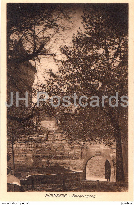 Nurnberg - Burgeingang - old postcard - Germany - unused - JH Postcards