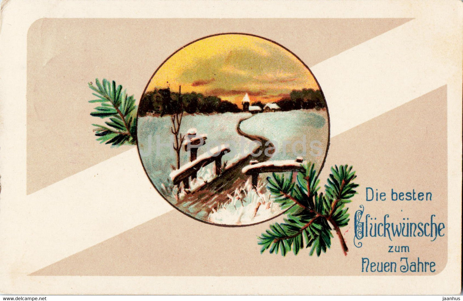 New Year Greeting Card - Die besten Gluckwunsche zum neuen Jahre - old postcard - Luxembourg - used - JH Postcards