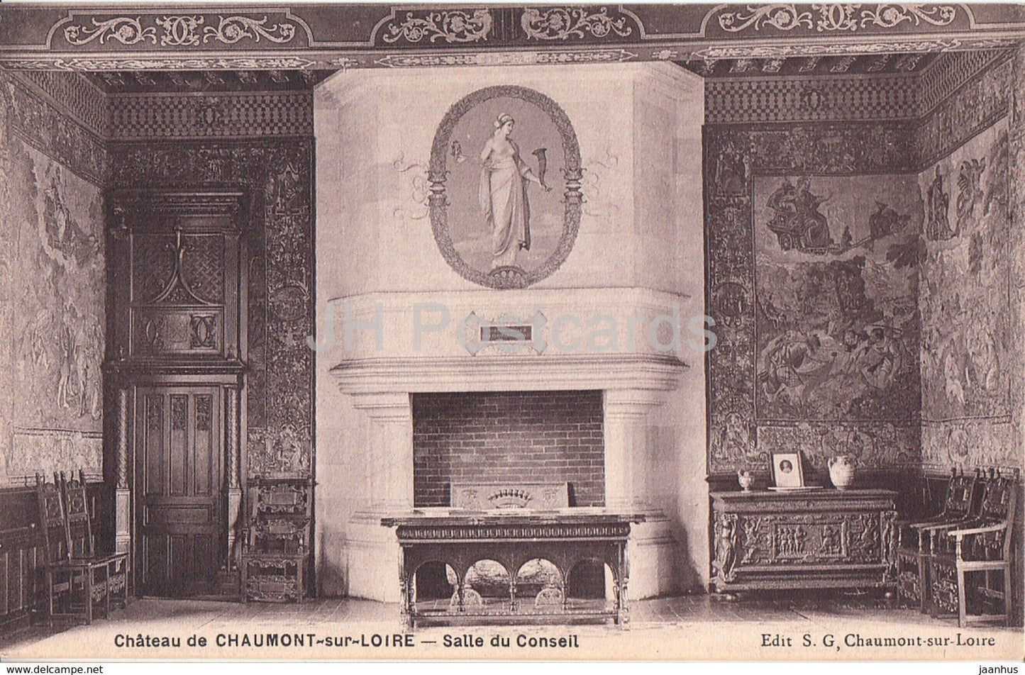 Chateau de Chaumont sur Loire - Salle du Conseil - castle - old postcard - France - unused