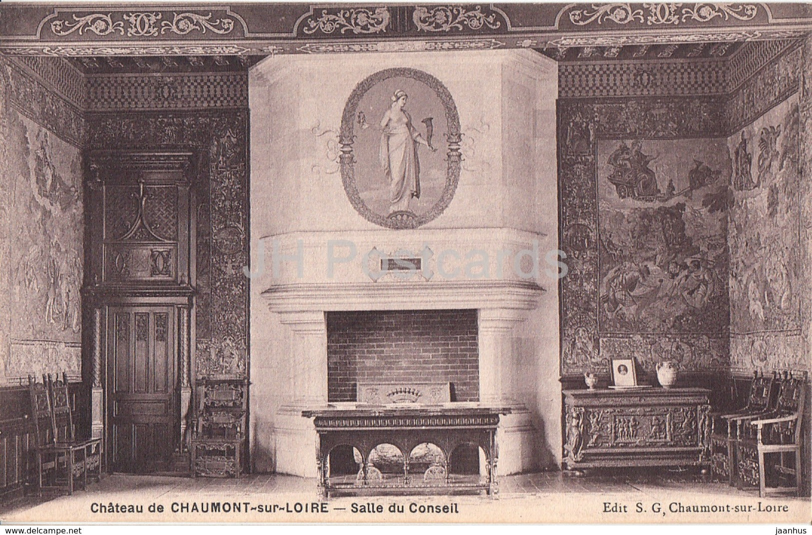 Chateau de Chaumont sur Loire - Salle du Conseil - castle - old postcard - France - unused