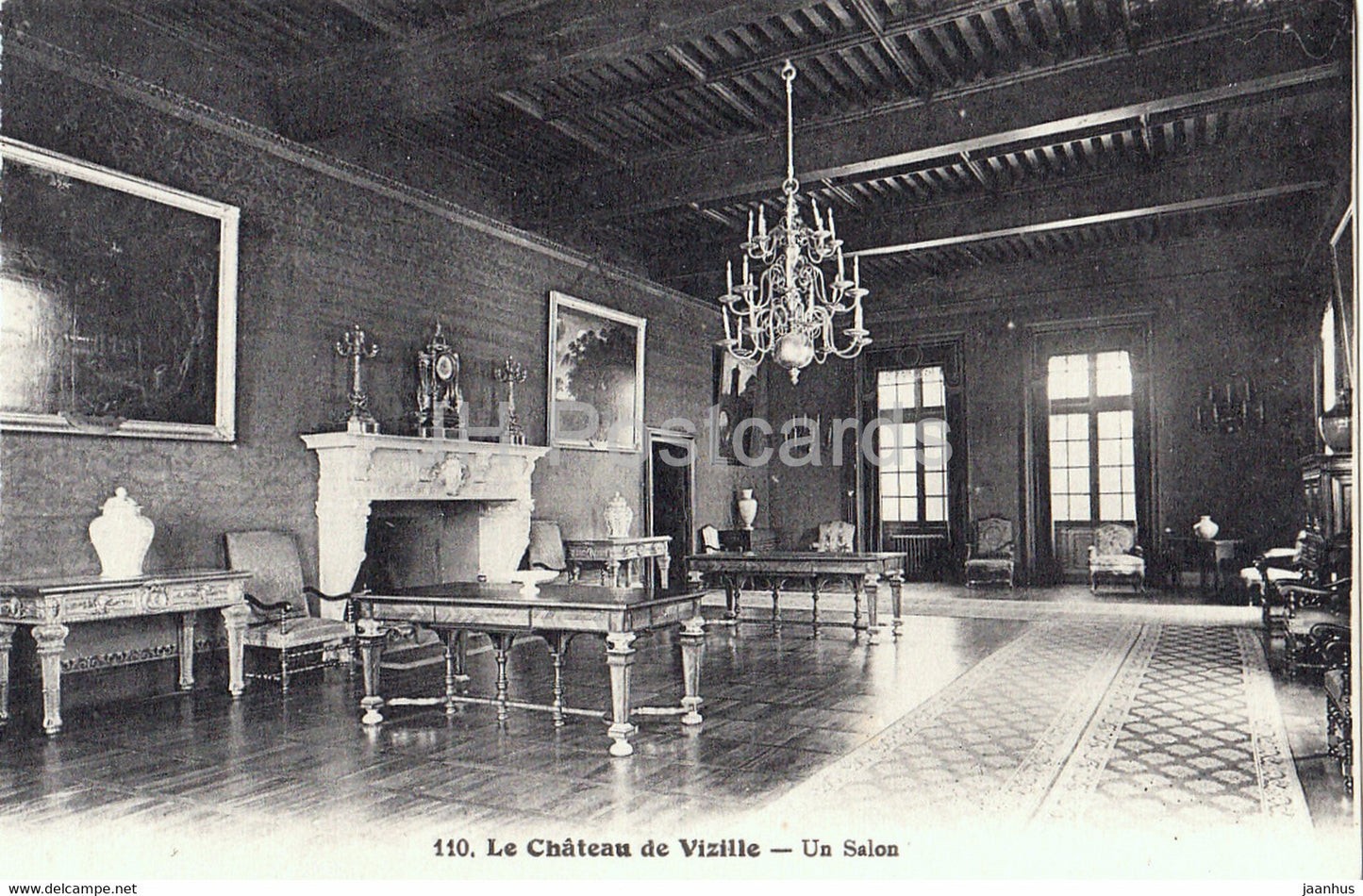 Le Chateau de Vizille - Un Salon - castle - 110 - old postcard - France - unused - JH Postcards