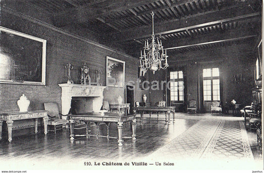 Le Chateau de Vizille - Un Salon - castle - 110 - old postcard - France - unused - JH Postcards