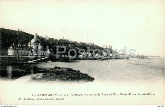 Saumur - Coteaux vue prise du Pont de Fer - Notre Dame des Ardilliers - 8 - old postcard - France - unused - JH Postcards