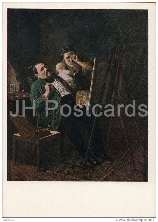 painting by V. Perov - Amateur , 1862 - painter - Russian art - 1958 - Russia USSR - unused - JH Postcards
