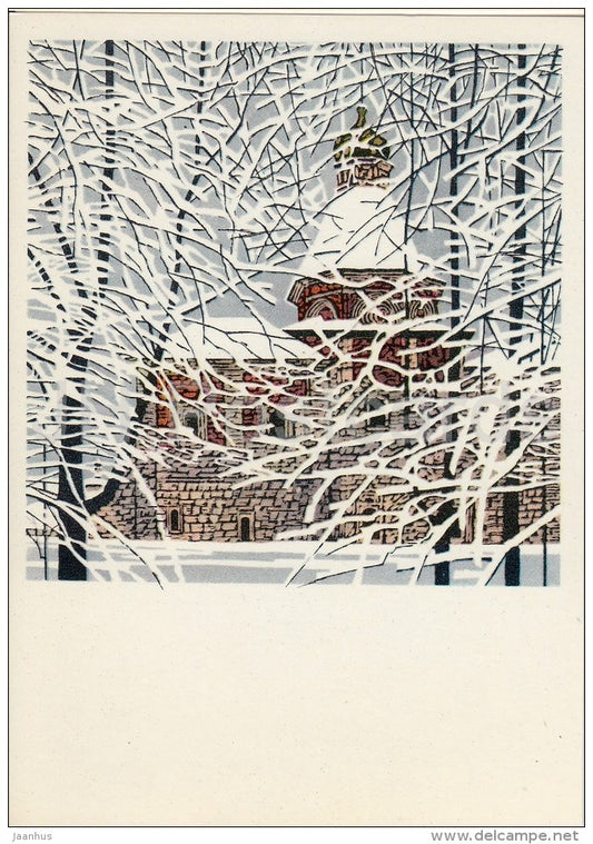 Pokrovskaya Church in winter - Alexandrov - illustration - 1976 - Russia USSR - unused - JH Postcards