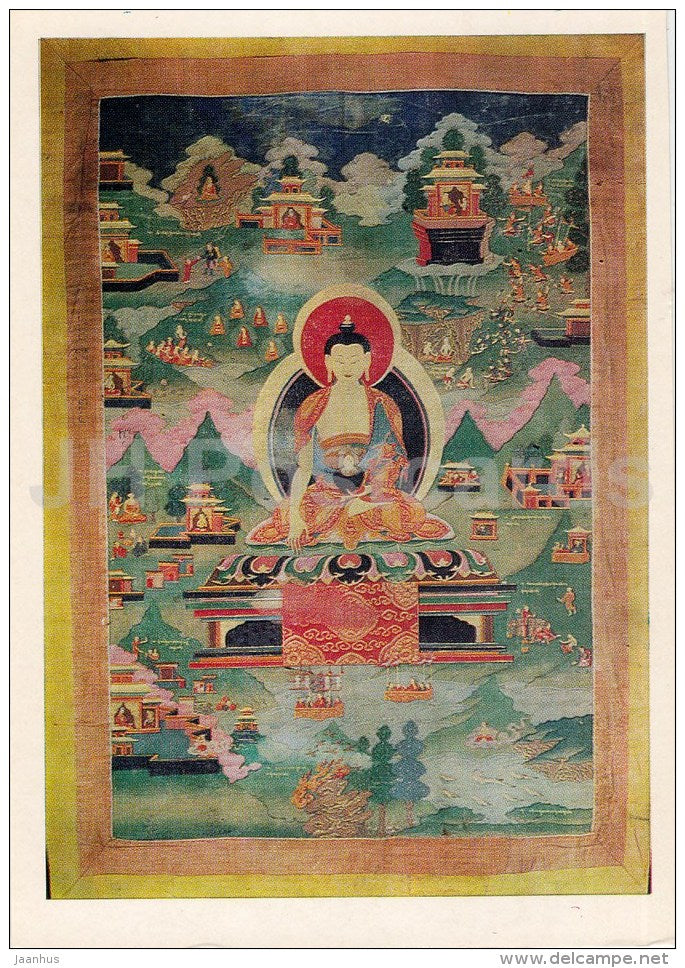 Jataka - canvas - Tibetan art - Tibet - 1986 - Russia USSR - unused - JH Postcards