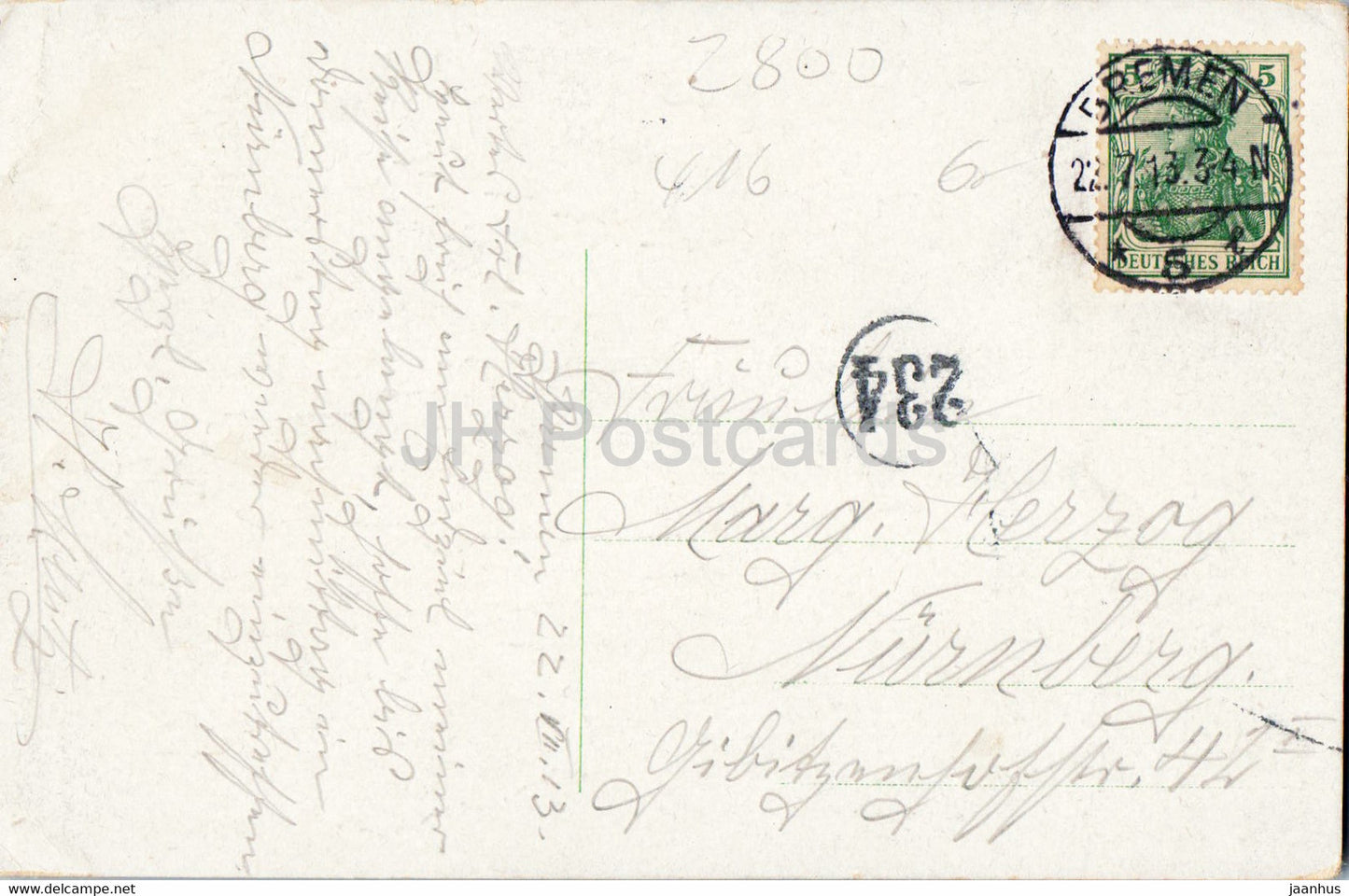 Bremen - Roland der Riese - Denkmal - alte Postkarte - 1913 - Deutschland - gebraucht